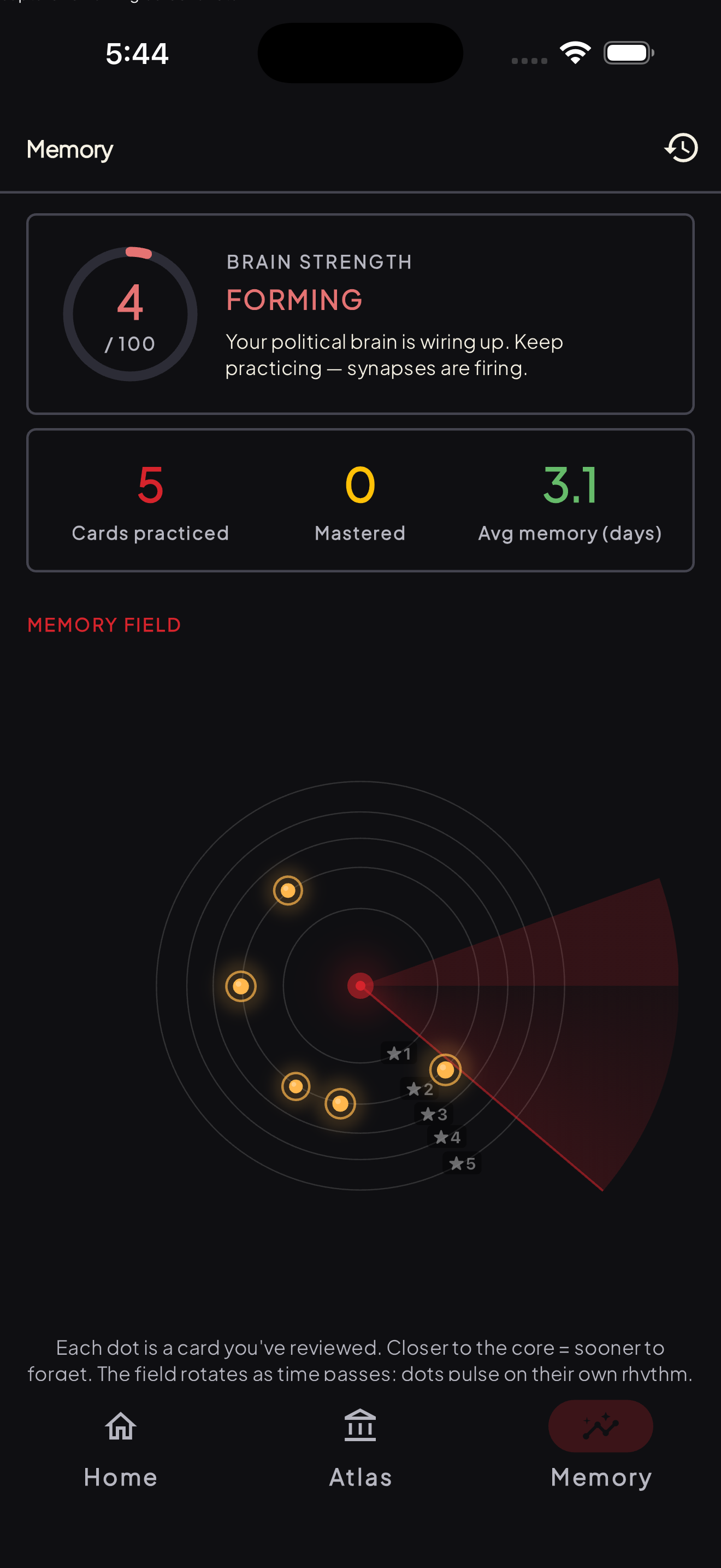 Brain Strength memory screen